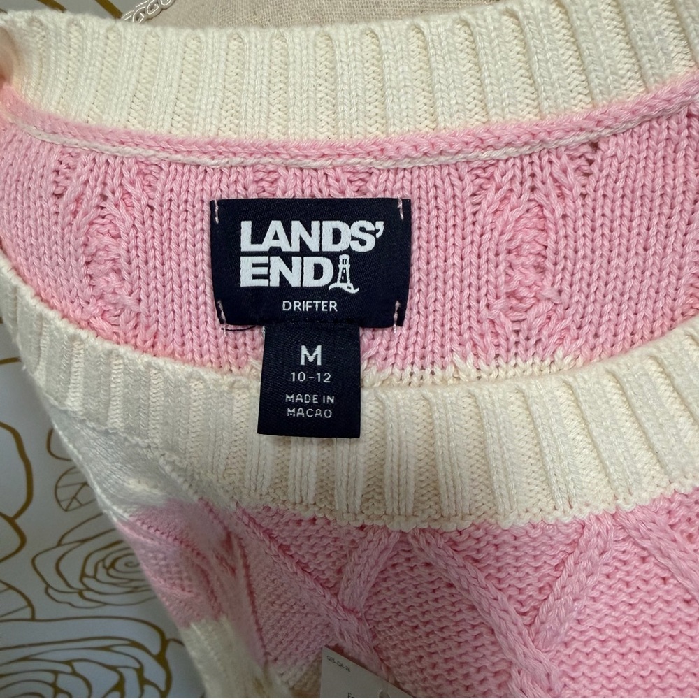 NWT Lands end drifter cotton cable crewneck sweater - Picture 5 of 5